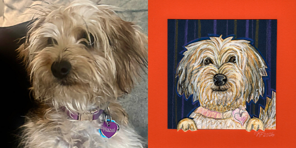 custom pet portraits paired images dog hazel